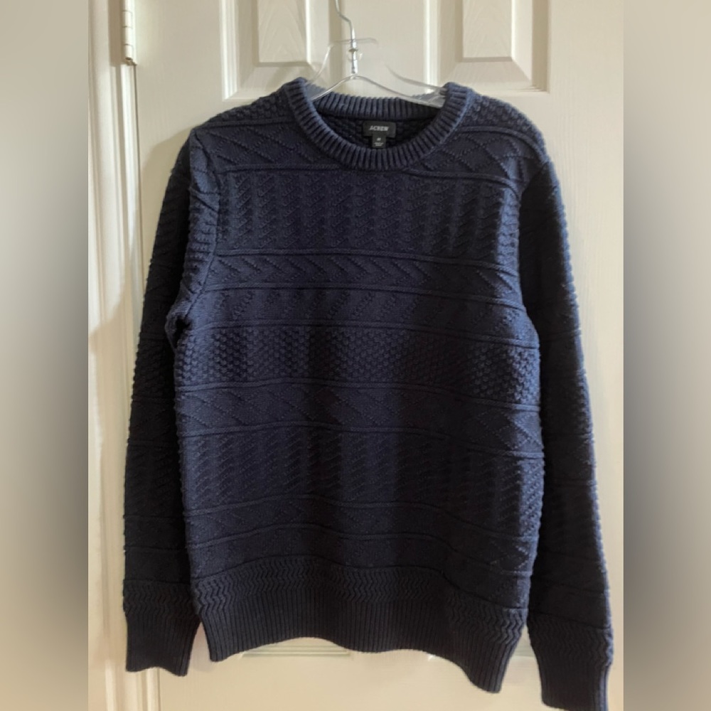 J Crew Navy Cotton Sweater, Size M, Good preowned condition